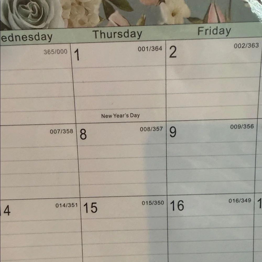 Floral Desk Calendar 2026-2027 18 Months